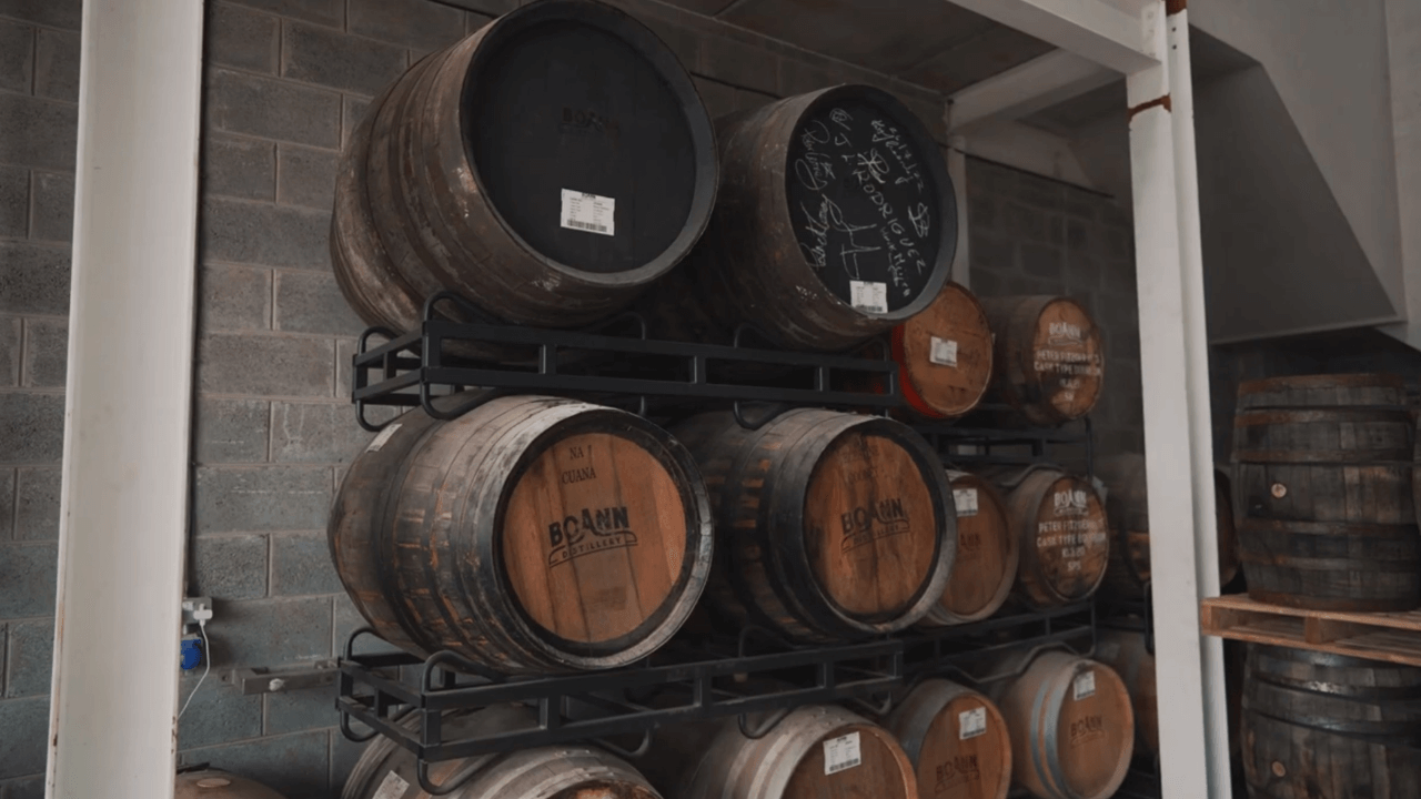 Casks of Irish Whiskey from the Boann Distillery